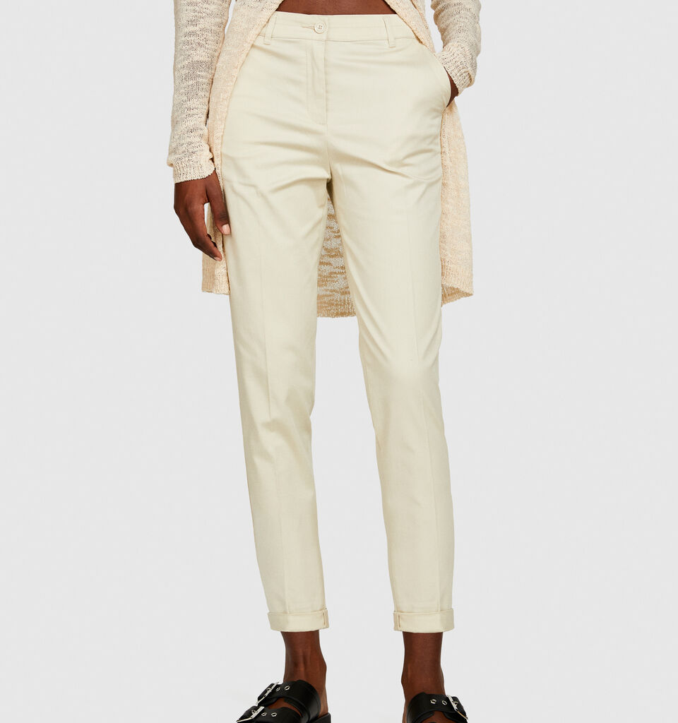 Cigarette trousers - women's skinny fit trousers - Creamy White | Sisley image number 4
